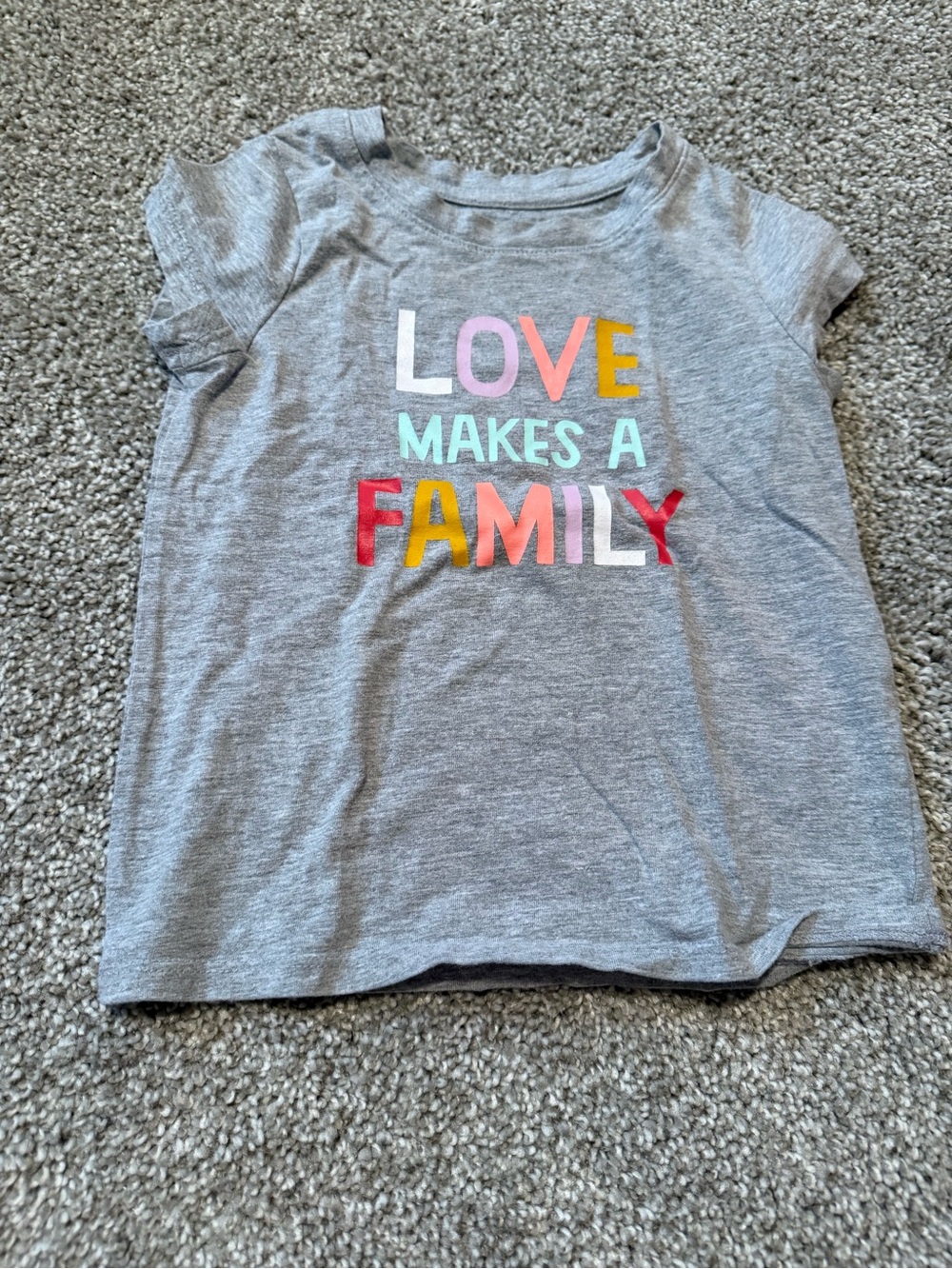Cat & Jack Gray Short-Sleeve Tee with Colorful "LOVE MAKES A FAMILY" Graphic